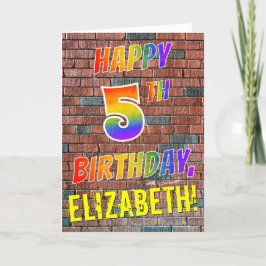Graffiti Inspired Rainbow Titta LYCKLIG 5 BIRTHDAY Kort