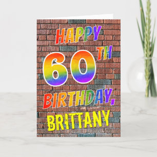 Graffiti Inspired Rainbow Titta LYCKLIG 60 BIRTHDA Kort