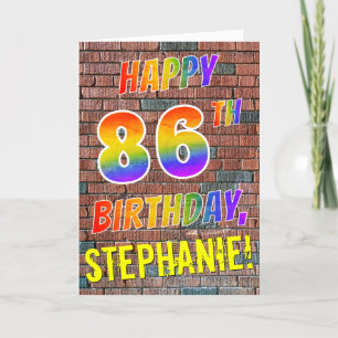 Graffiti Inspired Rainbow Titta LYCKLIG 86 BIRTHDA Kort