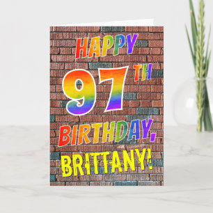 Graffiti Inspired Rainbow Titta LYCKLIG 97 BIRTHDA Kort