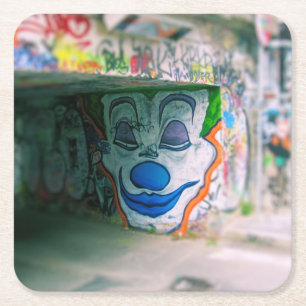 Graffiti Joker Smile - Milano, Italien Underlägg Papper Kvadrat