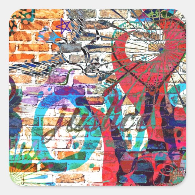 Graffiti Justice Fyrkantigt Klistermärke (Framsida)