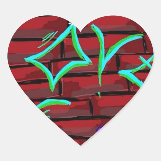 Graffiti Kärlek Hjärtformat Klistermärke (Framsida)