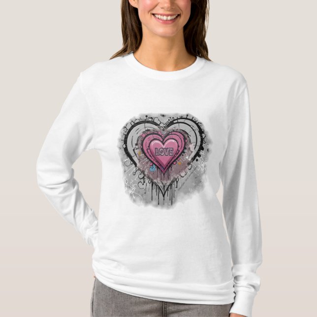 Graffiti KÄRLEK långärmad T Shirt (Framsida)
