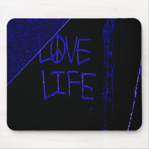Graffiti "Kärlek Life Life" Neon Blue Mouse Pad Musmatta