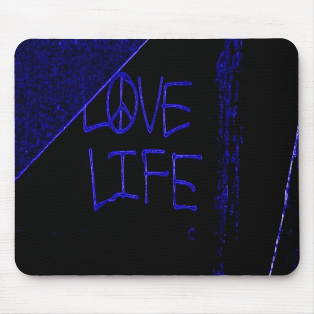 Graffiti "Kärlek Life Life" Neon Blue Mouse Pad Musmatta (Framsidan)
