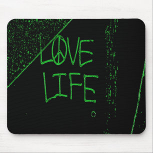 Graffiti "Kärlek Life Life" Neon Grönt Mouse Pad Musmatta