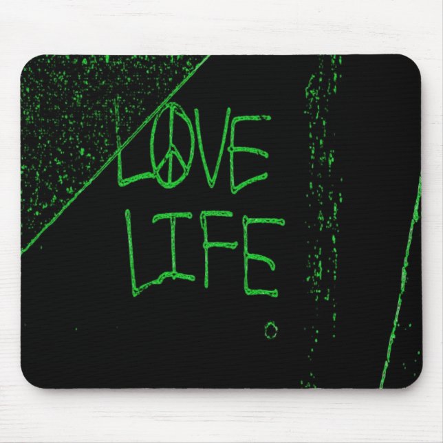 Graffiti "Kärlek Life Life" Neon Grönt Mouse Pad Musmatta (Framsidan)