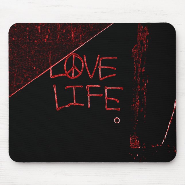 Graffiti "Kärlek Life Life" Neon Red Mouse Pad Musmatta (Framsidan)