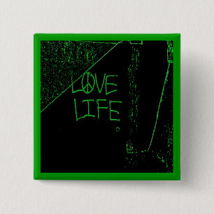 Graffiti "Kärlek Life" Neon Grönt Button Knapp