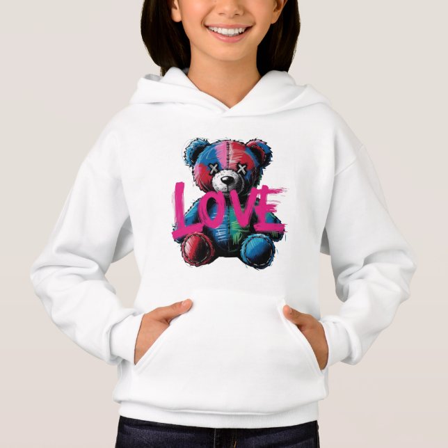 Graffiti Kärlek Nalle Streetwear Girl T Shirt (Framsida)