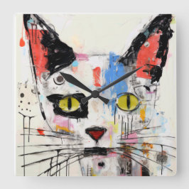 Graffiti Katt Urban Cool Katt Fyrkantig Klocka