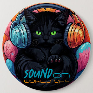 Graffiti Kattunge Vibe Button - Black Knapp