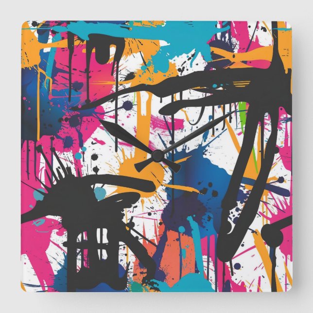 Graffiti-konst Fyrkantig Klocka (Framsida)