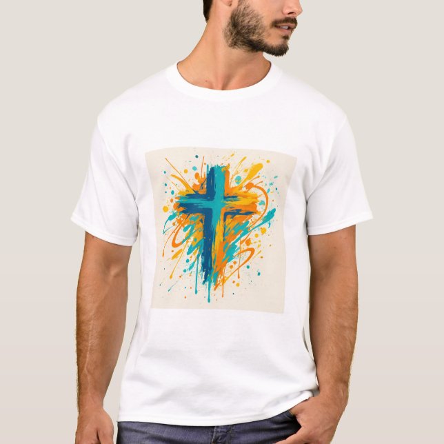 Graffiti-kors fet kristen t-shirt (Framsida)