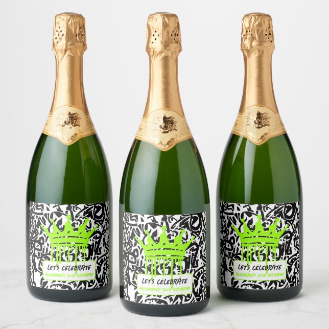 Graffiti Krona Grönt Låt oss födelsedagen (Flaskor)