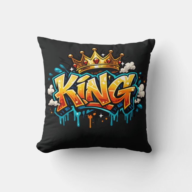 Graffiti Kung av Crowned Street Kudde (Framsida)