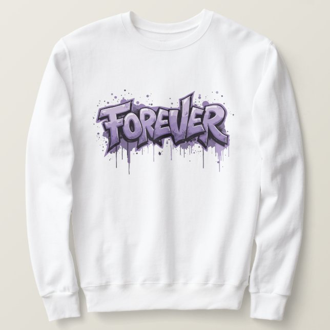 Graffiti Lavender Infinity ’FOREVER’ Lång Ärmad Tröja (Design framsida)