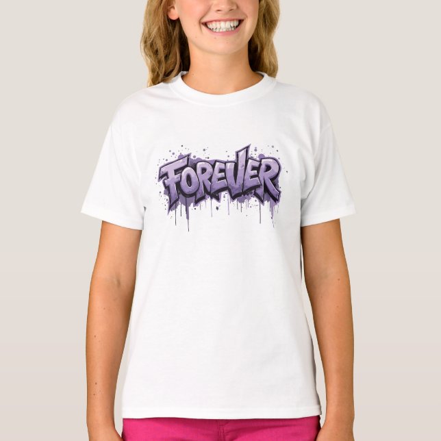 Graffiti Lavender Infinity ’FOREVER’ T Shirt (Framsida)