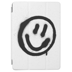 Graffiti leende ansikte-emoticon i svart på whites iPad air skydd