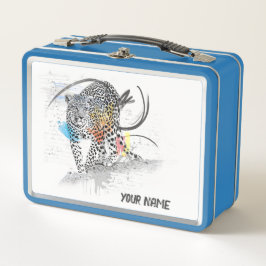 Graffiti Leopard Lunch Box - eget namn