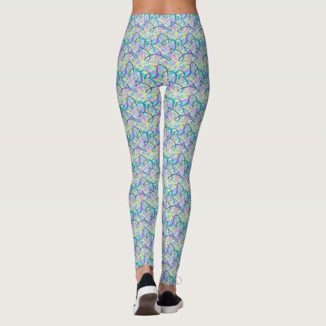 Graffiti Linjer blue tone Yoga Leggings (Baksida)