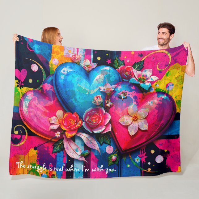 [Graffiti Love}  Romantic Funny Snuggle Throw  Fleecefilt (På plats)