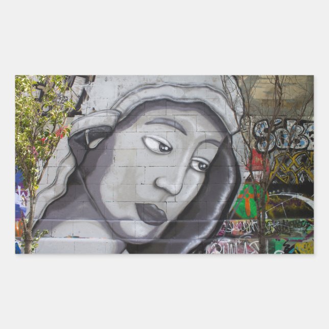 Graffiti Maria Rektangulärt Klistermärke (Framsida)