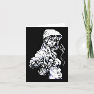 Graffiti Märkre Skeleton Ghetto Girl Kort