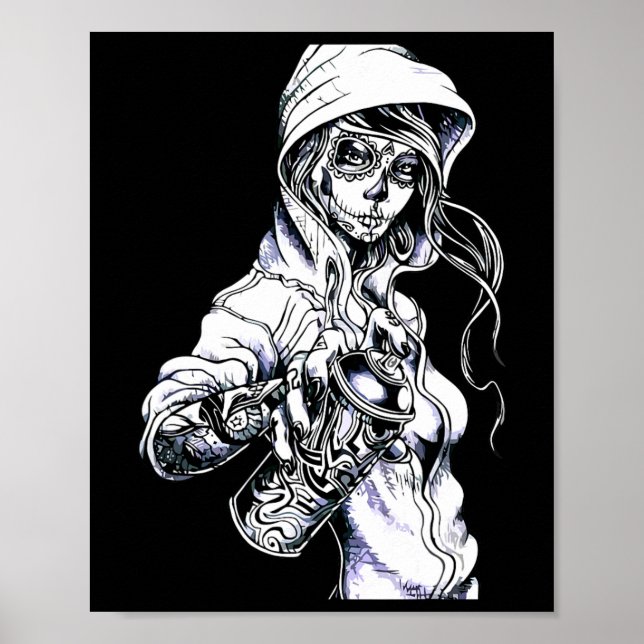 Graffiti Märkre Skeleton Ghetto Girl Poster (Framsidan)