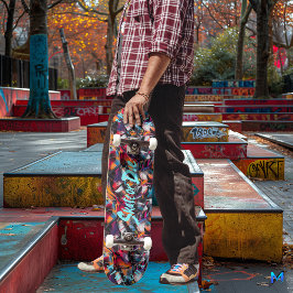 Graffiti med elektrisk blå text och skateboardåkar mini skateboard bräda 18,5 cm