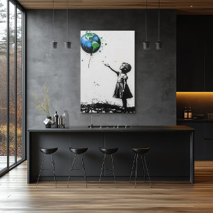 Graffiti Miljömässig Gatukonst i Grönt & Blått Poster