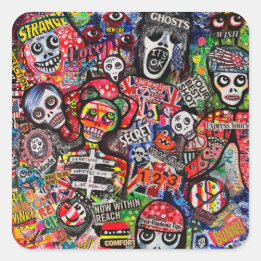 Graffiti Misfits Stickers av Ray Dust Fyrkantigt Klistermärke