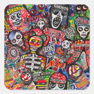 Graffiti Misfits Stickers av Ray Dust Fyrkantigt Klistermärke