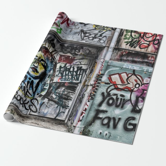 Graffiti Modern Coola Urban Street Art Presentpapper (Utrullad)