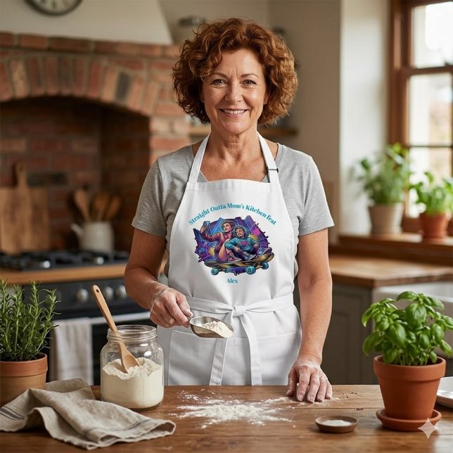 Graffiti Mom & Son Apron - Custom Name Gift Förkläde (Skapare uppladdad)