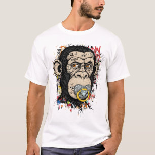 Graffiti Monkey Ansikte Art - Abstrakt Street Stil T Shirt
