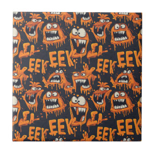 Graffiti Monster Eek Svart Halloween (2) Kakelplatta