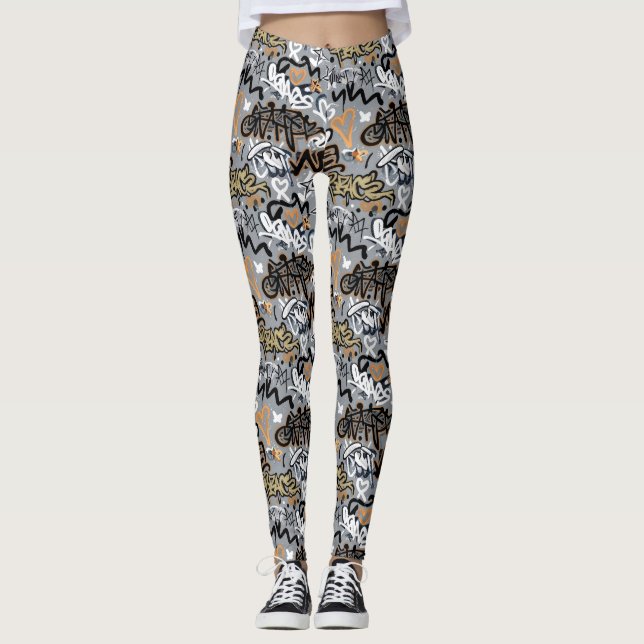 Graffiti mönster leggings (Framsida)
