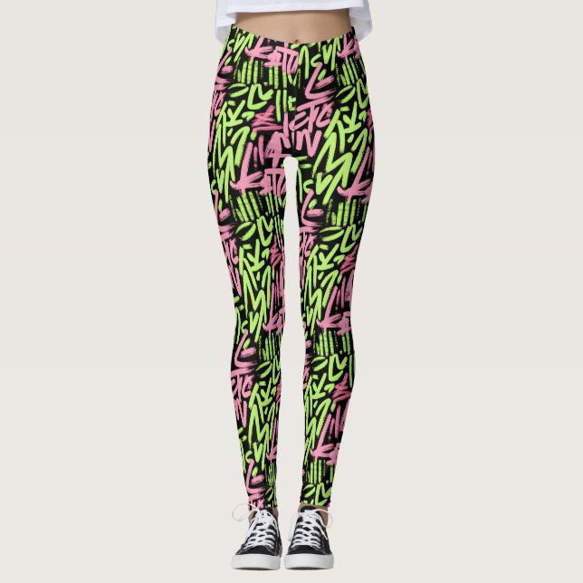 Graffiti mönster leggings (Framsida)