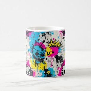 Graffiti Mönster med Neon Färg och Urban Grunge Kaffemugg