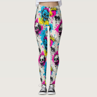 Graffiti Mönster med Neon Färg och Urban Grunge Leggings