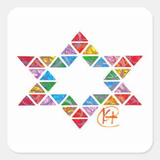Graffiti Mosaic Jewish Star Art Fyrkantigt Klistermärke
