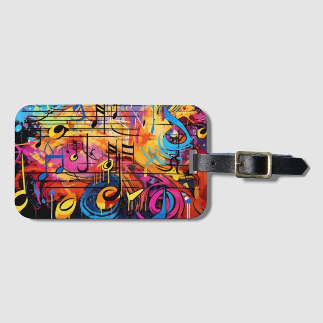 Graffiti Musik noter Luggage Tag Bagagebricka (Framsida horisontal)