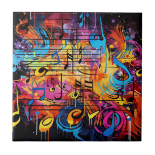 Graffiti Musik noter Tile Kakelplatta