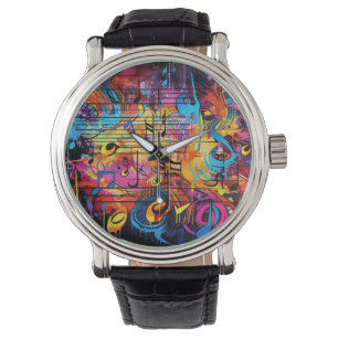 Graffiti Musik noter Watch Armbandsur
