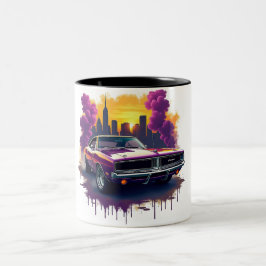 Graffiti Muskelbil Två-Tonad Mugg