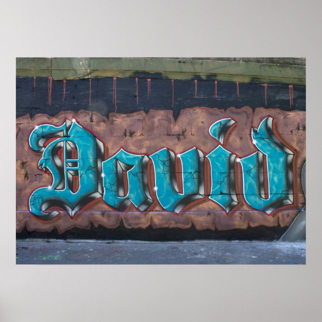Graffiti Namn bricka: David Poster (Framsidan)