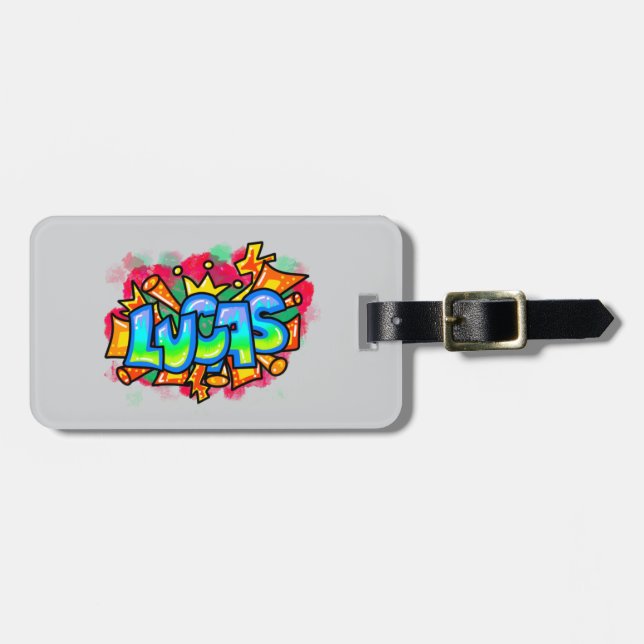 Graffiti Namn Luggage Tag Bagagebricka (Horisontell Framsida)