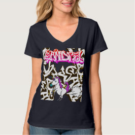 Graffiti Namn Sandra & enhörning som fiser T Shirt